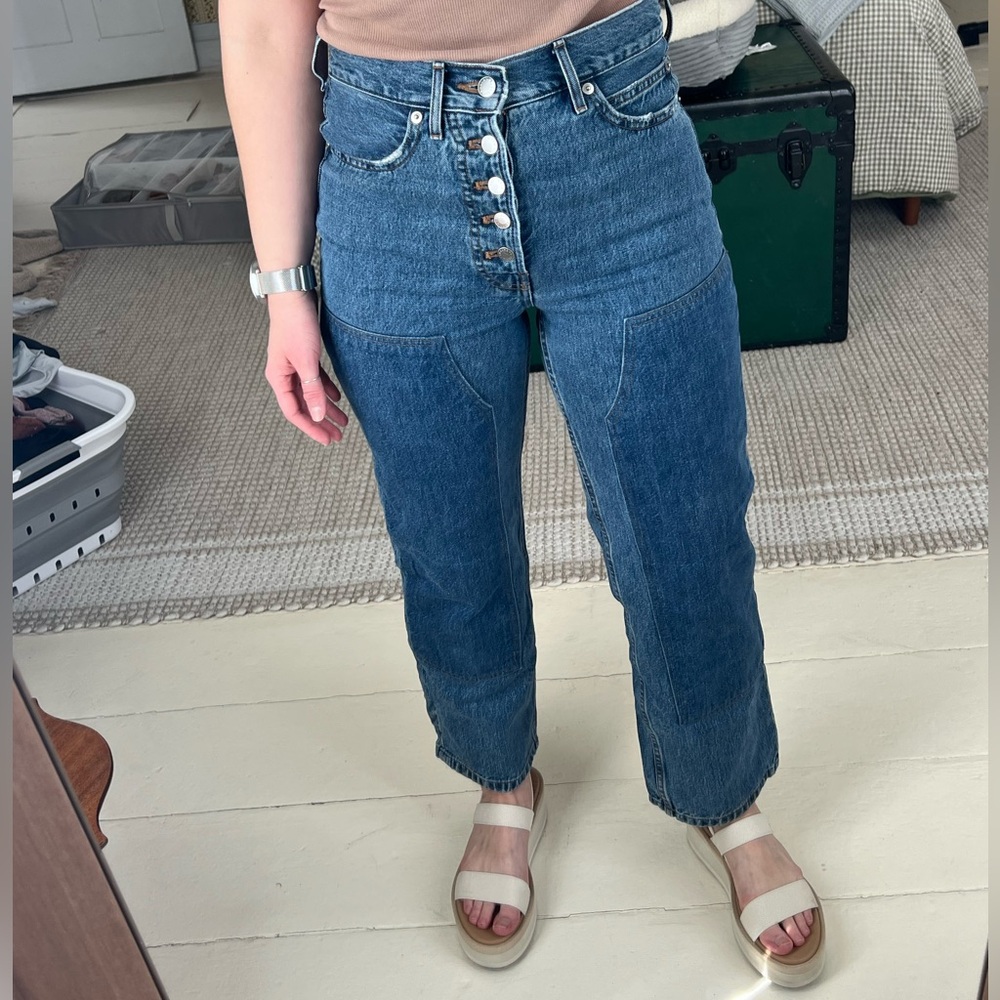 Everlane High-Rise Button Fly Patch Front Carpenter Jeans